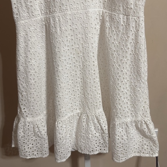 White Eyelet Dress with Ruffle Hem - Picture 3 of 5